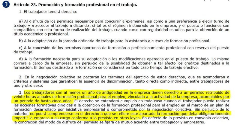 artículo 23.3 del Estatuto de los Trabajadores
