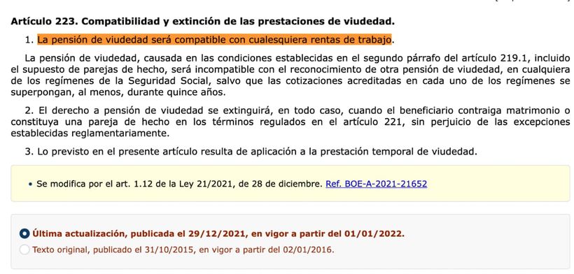 Artículo 223 de la Ley General de la Seguridad Social