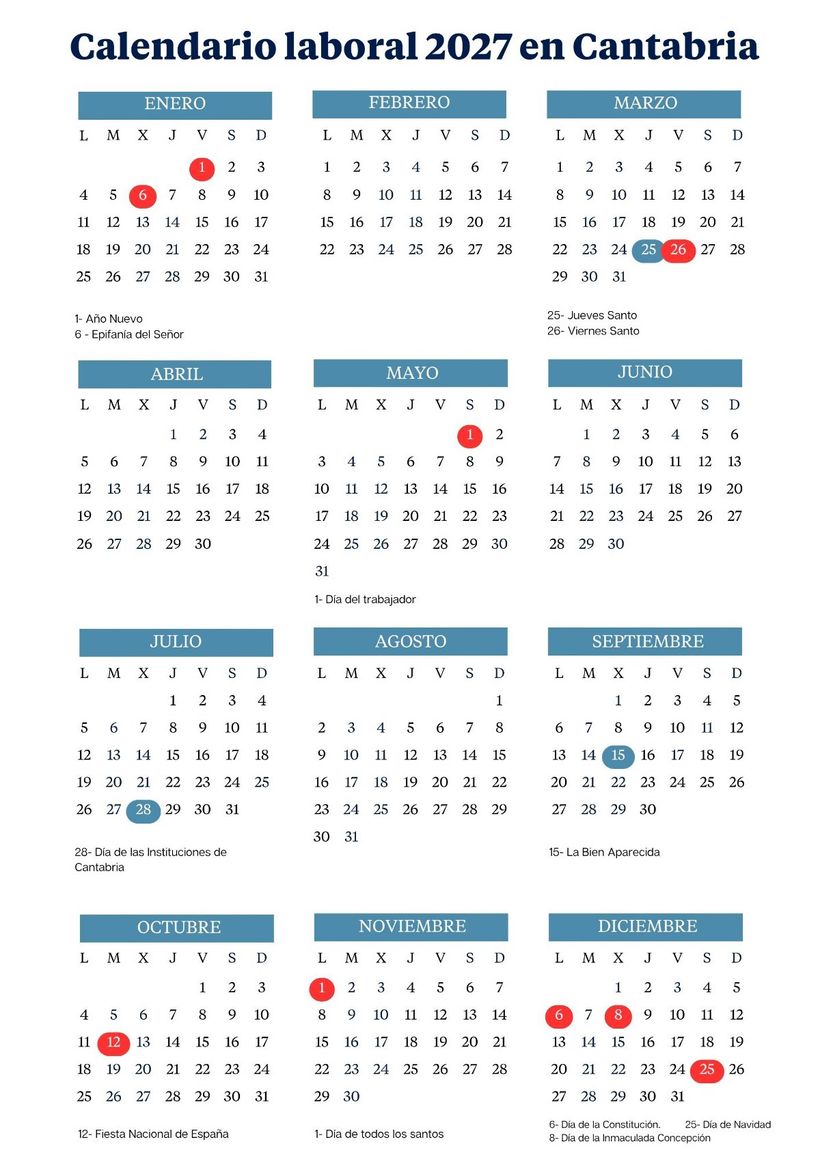 Calendario laboral 2027