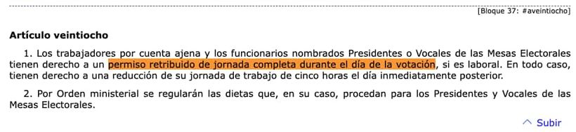Artículo 28 de la Ley Orgánica del Régimen Electoral General (LOREG)