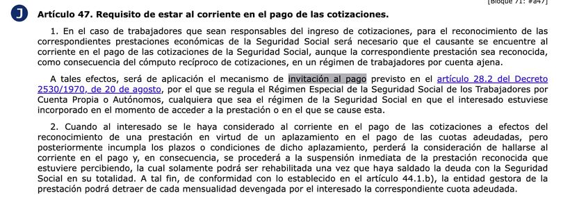 Artículo 47 de la Ley General de la Seguridad Social