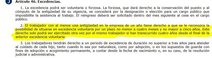 captura del artículo 46.2 del Estatuto de los Trabajadores