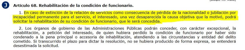 captura del articulo 68.1 de la Ley del Estatuto Básico del Empleado Público