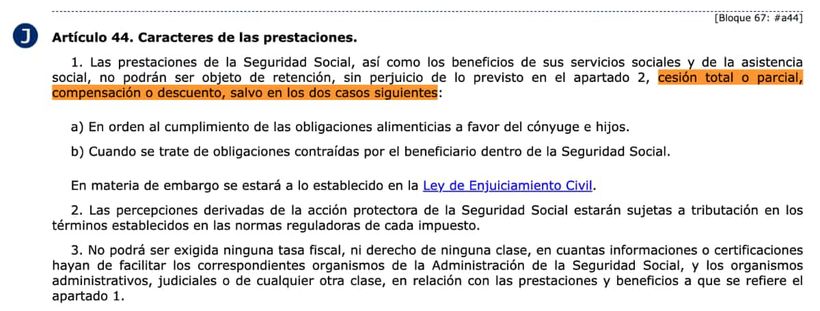 Artículo 44 de la Ley General de la Seguridad Social