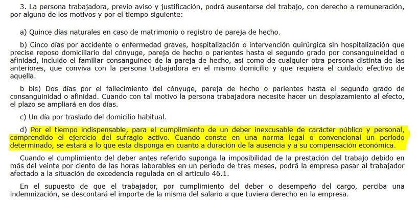 captura del artículo 37.3.d del Estatuto de los Trabajadores