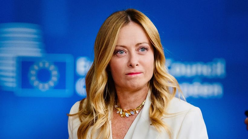 La Primera Ministra Giorgia Meloni en el Consejo Europeo.