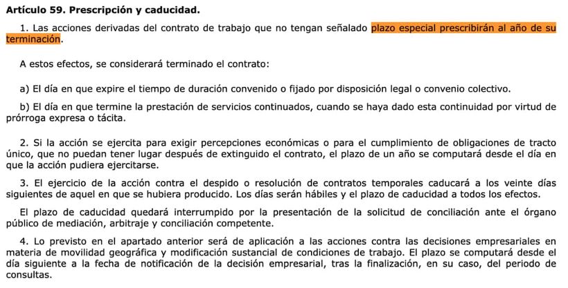 Artículo 59 del Estatuto de los Trabajadores