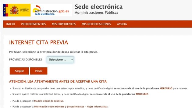 Cita previa Extranjería