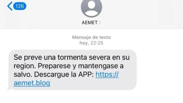 La Guardia Civil avisa de una nueva estafa por SMS que usa avisos de la AEMET por lluvia con un enlace falso