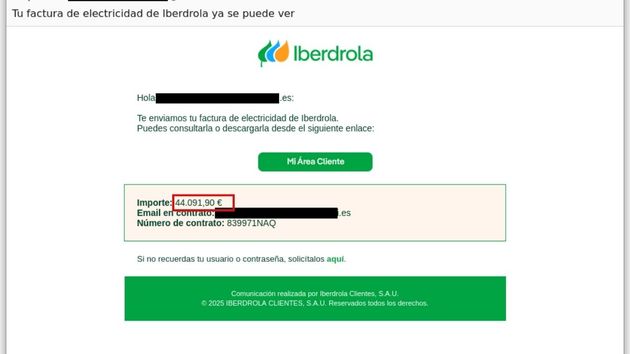 Avisan de correos falsos que suplantan a Iberdrola para intentar robarte tus datos bancarios