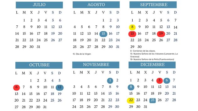 Calendario escolar 2025-2026 en Canarias: puentes y festivos donde no habrá clase