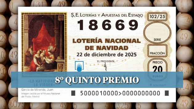 18669 octavo quinto premio de la Lotería de Navidad 2025