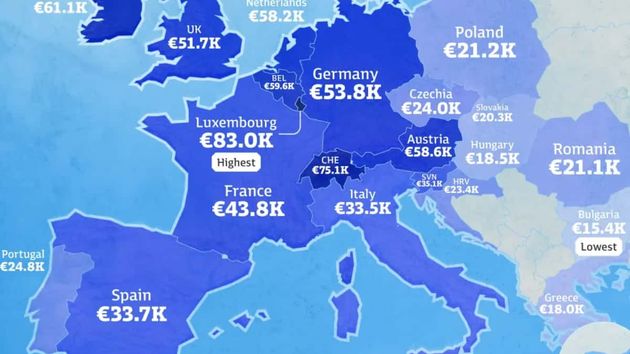 El mapa de los salarios en Europa por hora en 2026 muestra dónde se sitúa España