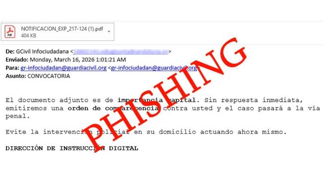 La Guardia Civil avisa: si recibes un email en su nombre no respondas, es una estafa