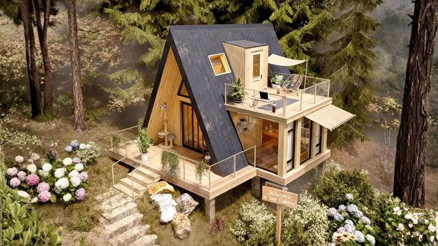 Amazon tira la casa por la ventana y vende una casa prefabricada triangular con balcón, baño y cocina por menos de 13.000 euros