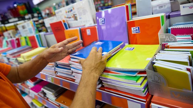 Material escolar en una papelería
