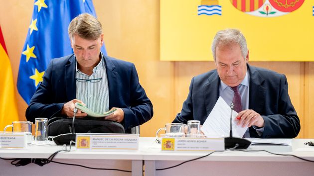 El ministro de Industria y Turismo, Jordi Hereu, junto a el CEO de Airbus, Guillame Faury