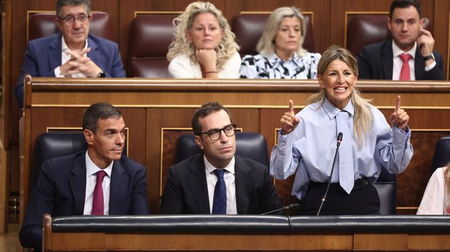 Yolanda Díaz durante la sesión de control