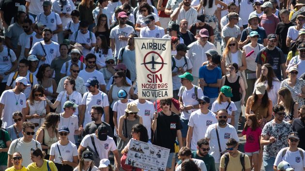 Trabajadores de Airbus se manifiestan en Madrid