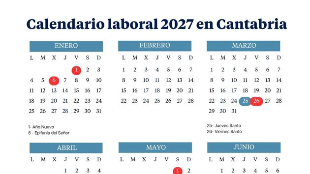 Calendario laboral de Cantabria 2027
