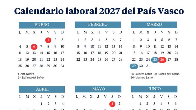 Calendario laboral del País Vasco 2027