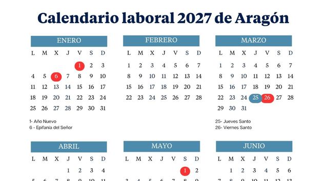 Calendario laboral de Aragón 2027