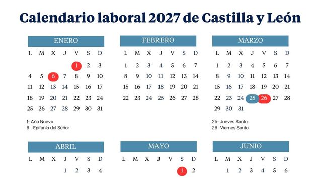 Calendario laboral de Castilla y León 2027