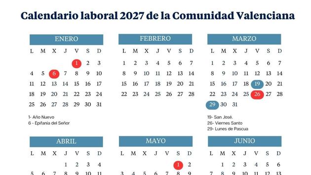 Calendario laboral de la Comunidad Valenciana de 2027