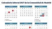 Calendario laboral de la Comunidad de Madrid de 2027