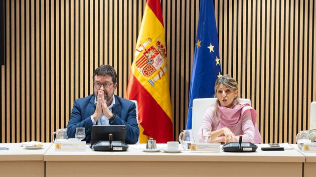 La ministra de Trabajo, Yolanda Díaz, y su secretario general, Joaquín Pérez Rey