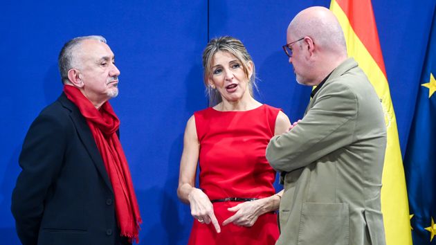 Unai Sordo, Pepe Álvarez y Yolanda Díaz