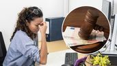 Trabajadora con dolor de cabeza