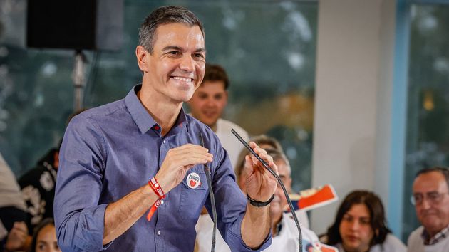 Pedro Sánchez en un acto de campaña