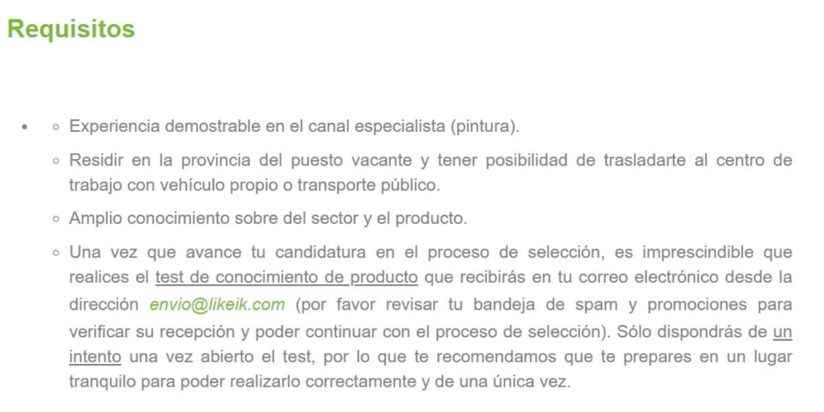 requisitos oferta de empleo Leroy Merlin