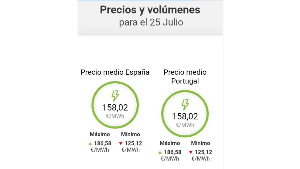 precio luz lunes 25 de julio