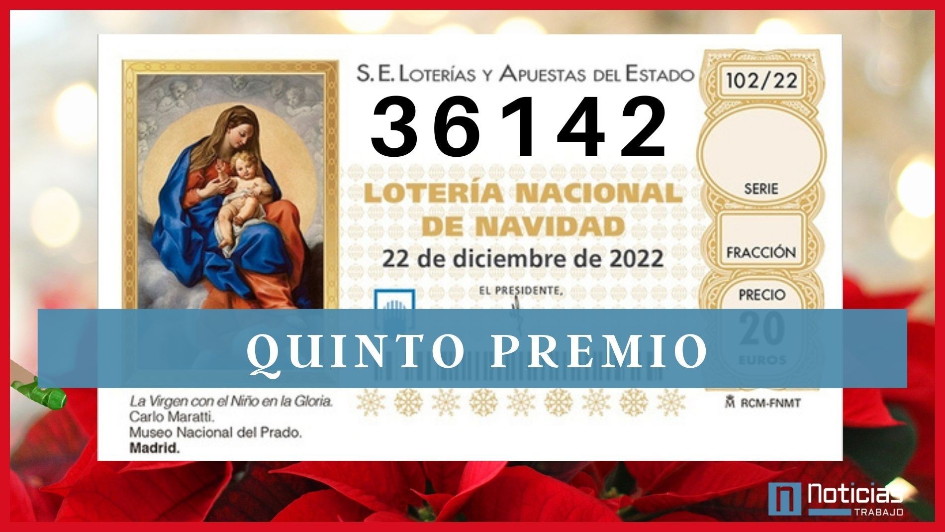 El 36142, séptimo quinto premio de la Lotería de Navidad 2022