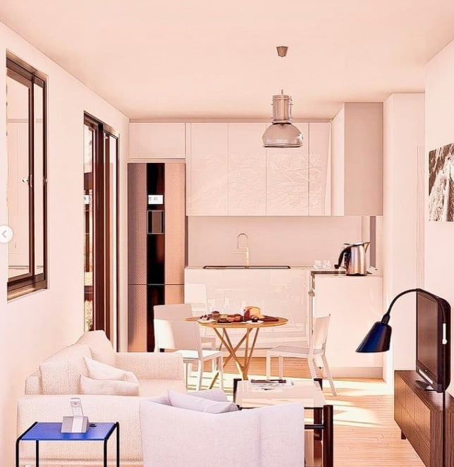 Interior de la casa prefabricada Cervera