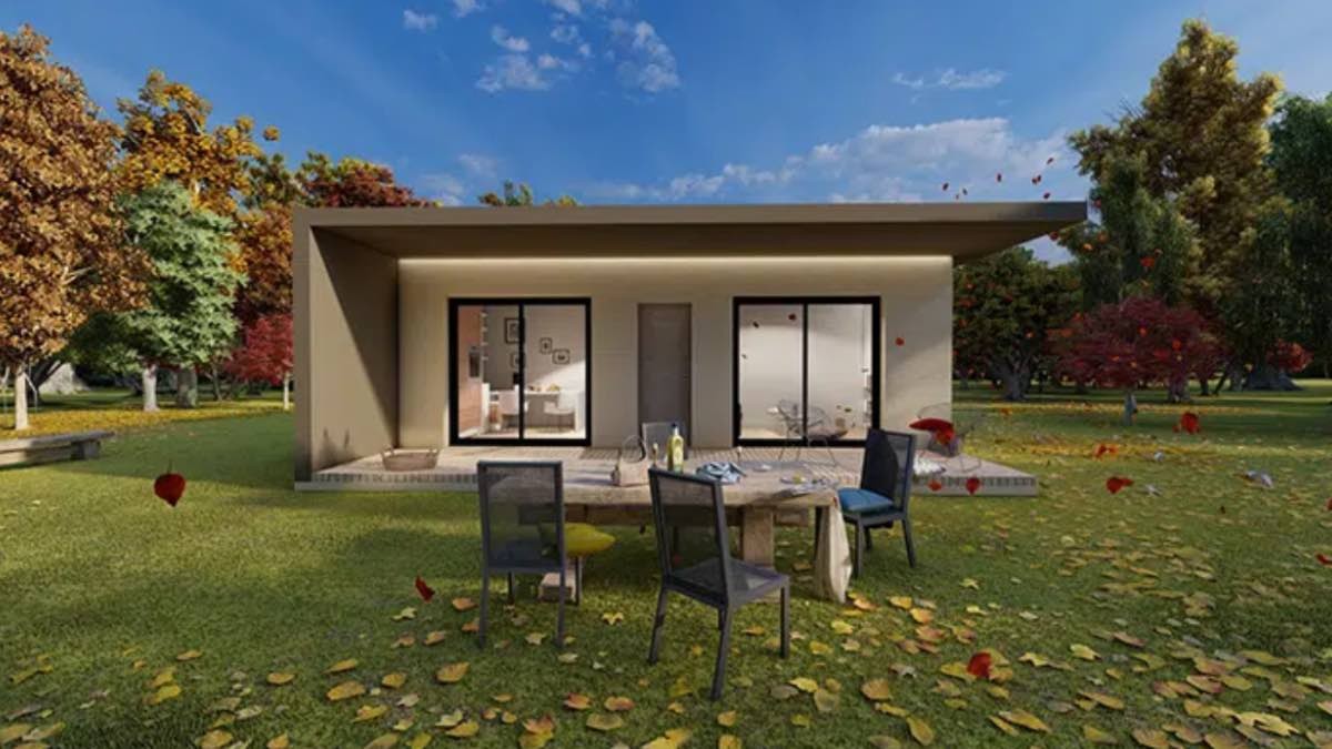 La casa prefabricada que te permite ahorrar electricidad y calefacción: viene con terraza y dos dormitorios