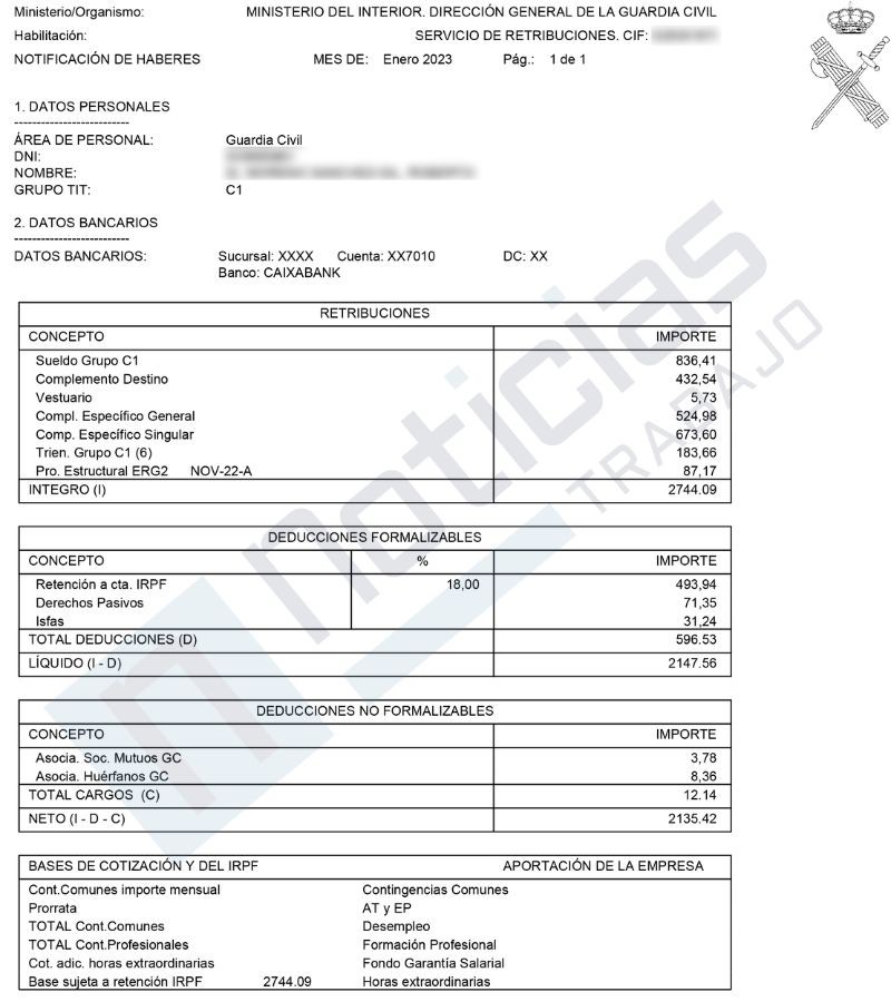 nomina Guardia Civil