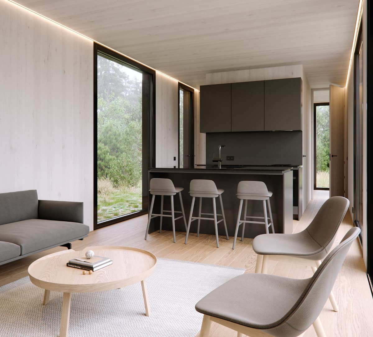 salón casa prefabricada Weekend Ray