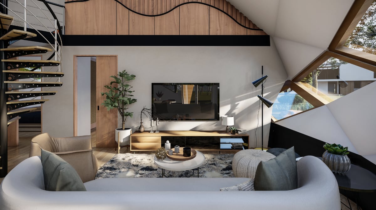 Casa prefabricada Zomes salón