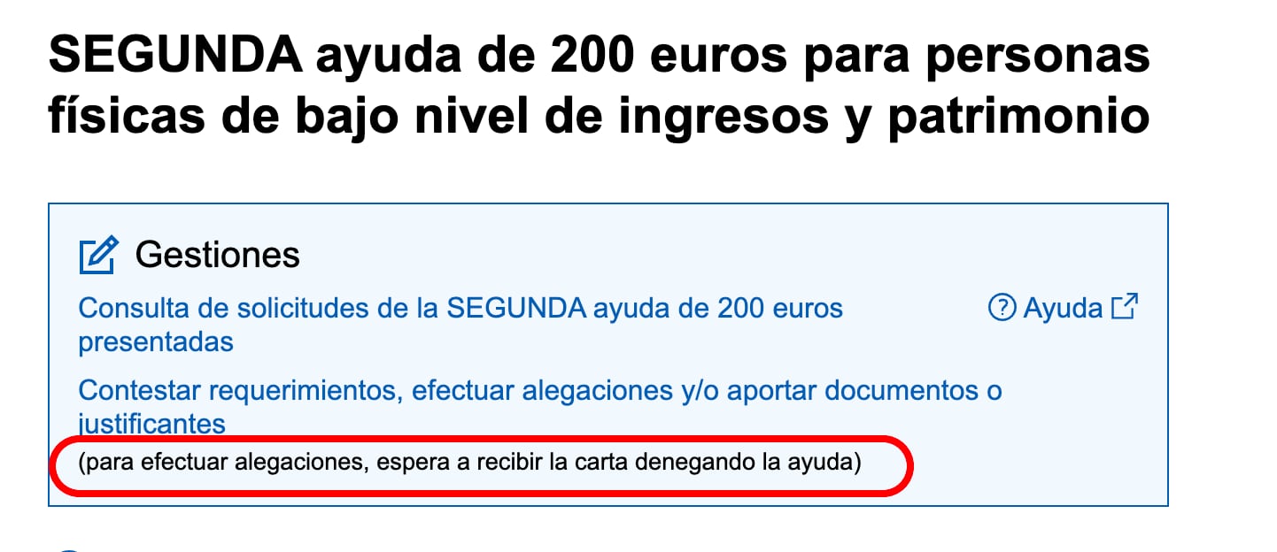 alegaciones ayuda 200 euros Agencia Tributaria