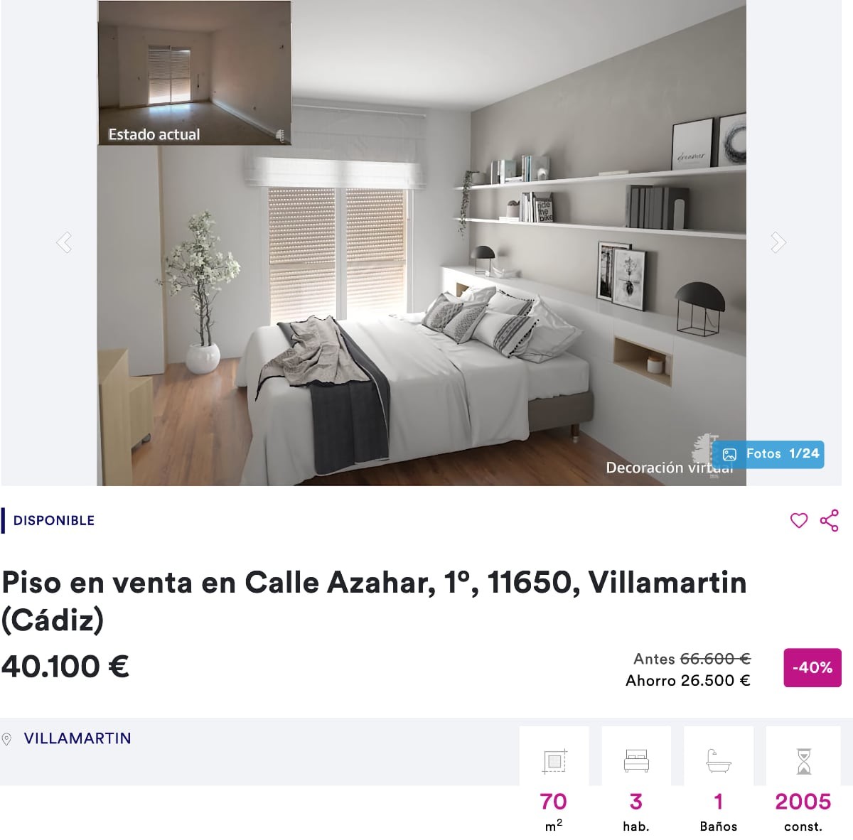 Piso en Cádiz por 40.120 euros