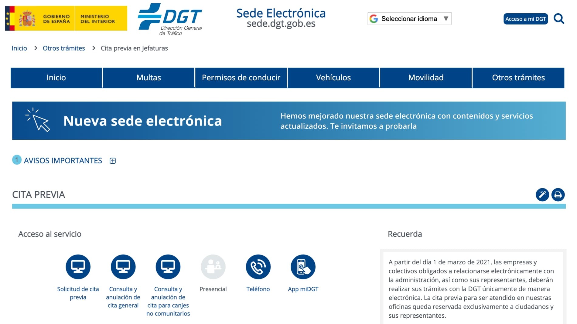 Cómo solicitar cita previa en la DGT
