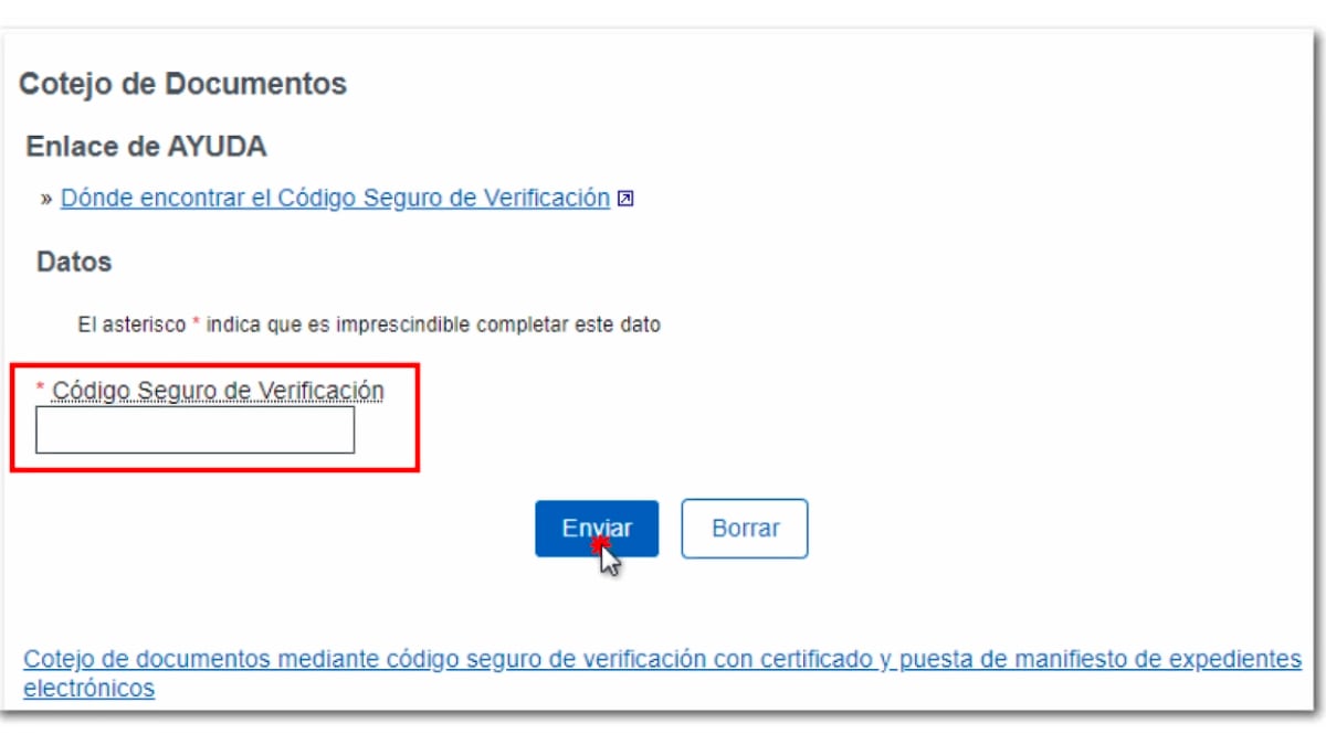 Obtener una copia mediante "Cotejo de documentos"