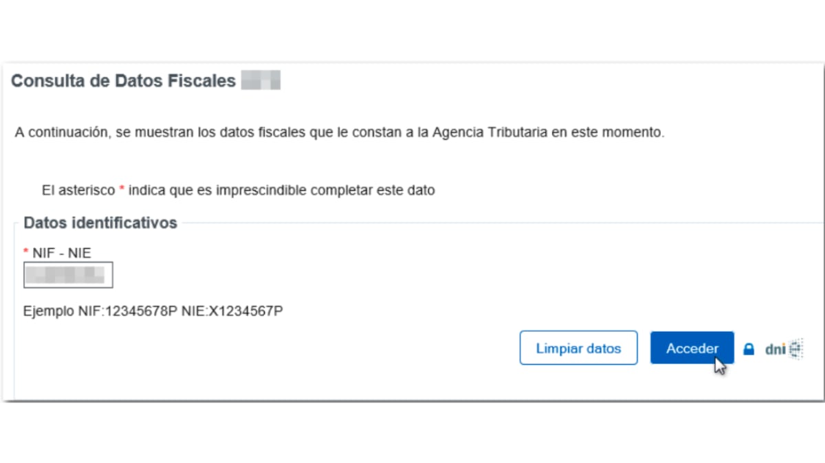Consultar los datos fiscales en la Agencia Tributaria.