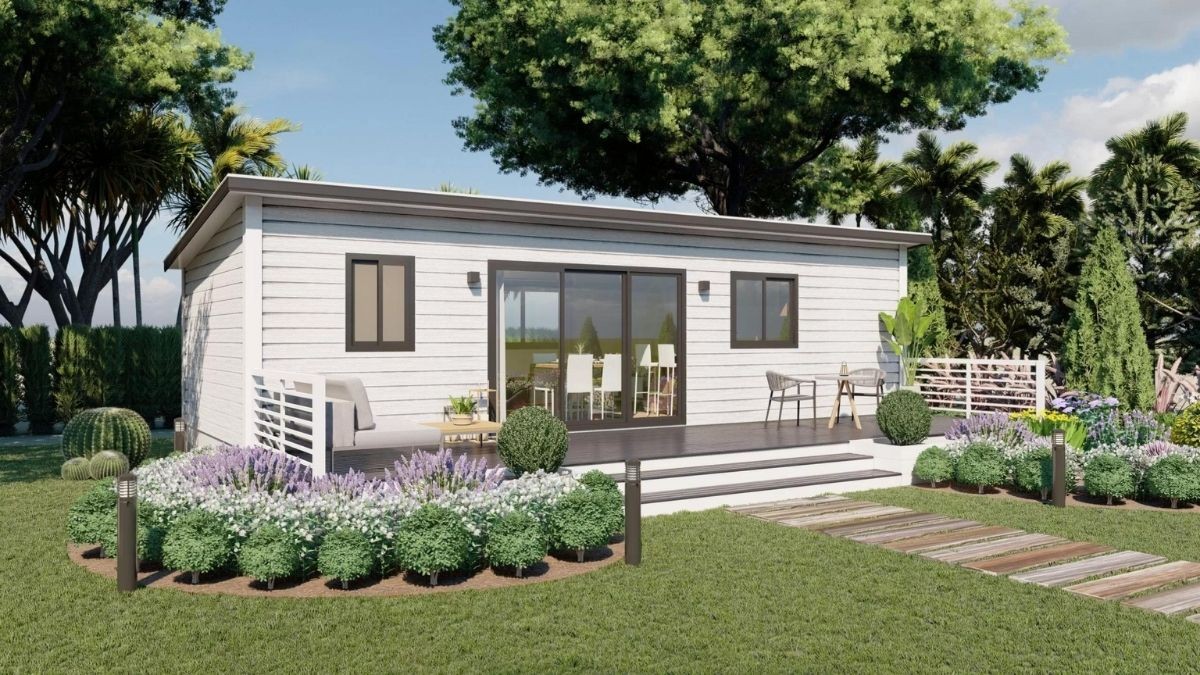 Esta casa prefabricada pensada para vivir todo el año se vende con todos los muebles a un precio único