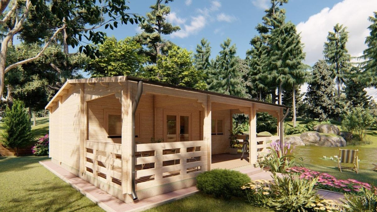 Esta casa prefabricada de 56 metros y un porche de película se vende por un precio único