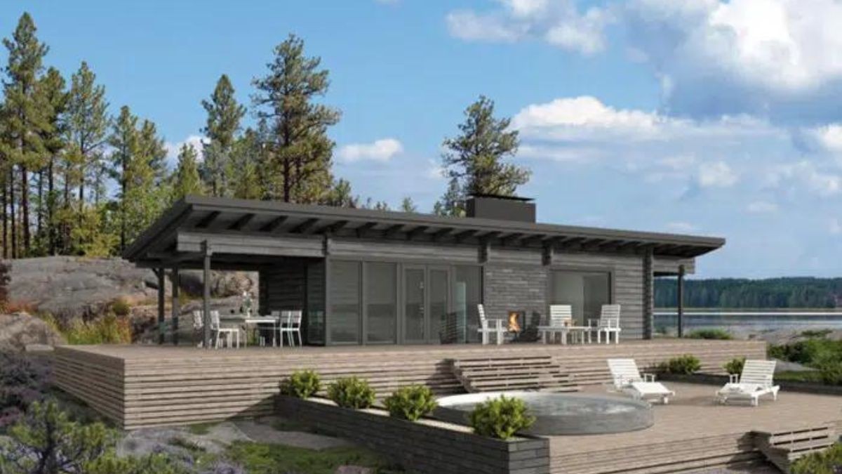 Esta casa prefabricada se vende con cocina amueblada, electrodomésticos y un precio de 35.000 euros