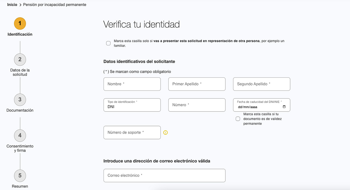 Solicitud incapacidad permanente envio documentación